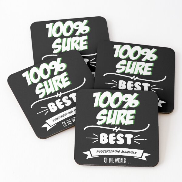 Housekeeping Manager Funny Slogan Hobby Work Worker Job Fun Saying Gift Coasters (Set of 4)
