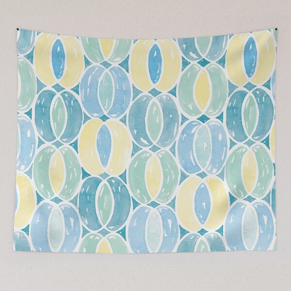Item preview, Watercolour Ovals Pattern | Blue, Mint and Yellow designed and sold by RebeccaFlaherty.