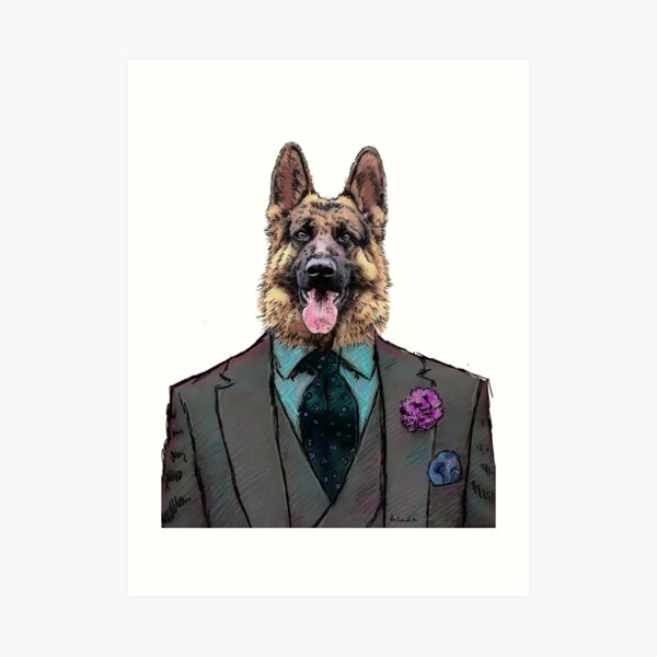 Alsatian Dog Three-piece suit Art Print