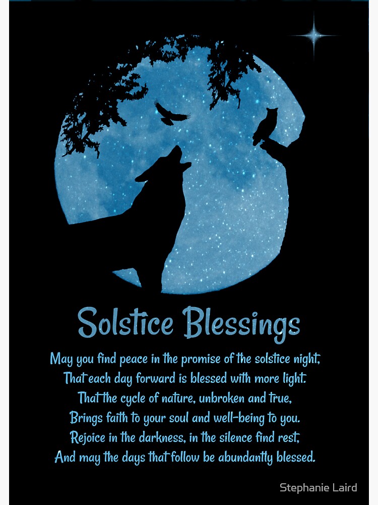 Winter Solstice Yule Wolf Owl Raven And Moon Blessings Sticker For Sale By Lazyl Redbubble