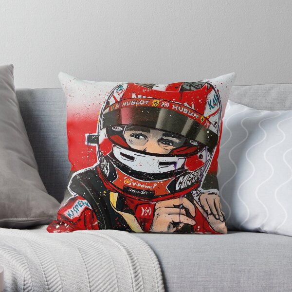 Charles Leclerc - Ferrari F1 graffiti painting by DRAutoArt Throw Pillow