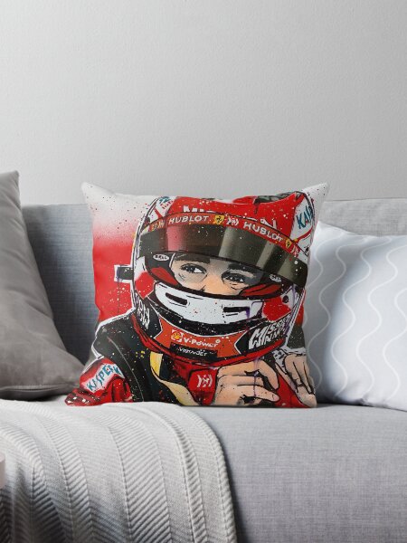 Charles Leclerc - Ferrari F1 graffiti painting by DRAutoArt Throw Pillow