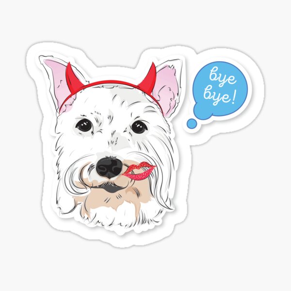 Cutie Canine Schnauzer "Bye, bye!" Sticker