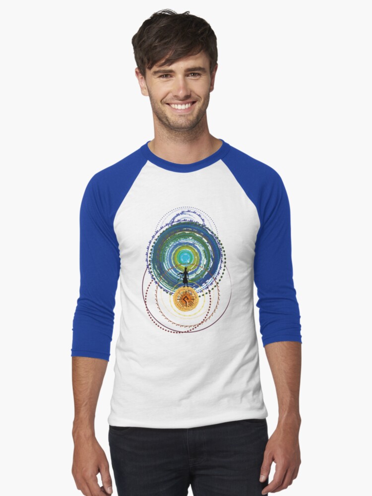 Thumbnail 1 of 3, Baseball ¾ Sleeve T-Shirt, Mandala Sun designed and sold by LGiol.