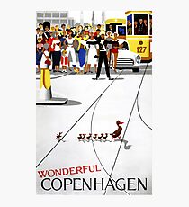 Copenhagen Vintage Travel Poster Restored Photographic Print