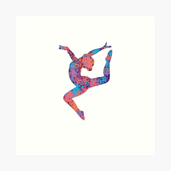 Gymnast Dancer Silhouette Rainbow Art Print for Sale by