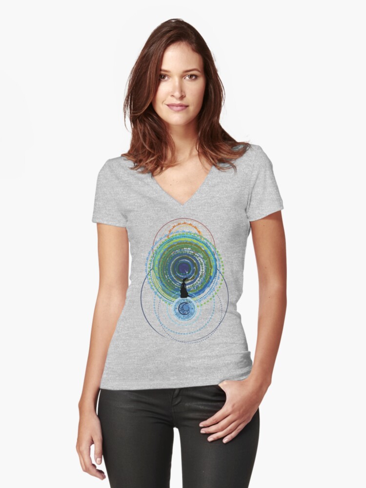 Thumbnail 1 of 3, Fitted V-Neck T-Shirt, Mandala Moon designed and sold by LGiol.