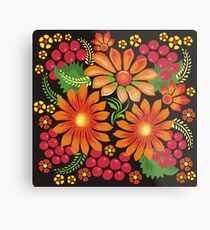 Flowers drawn in Ukrainian style Metal Print