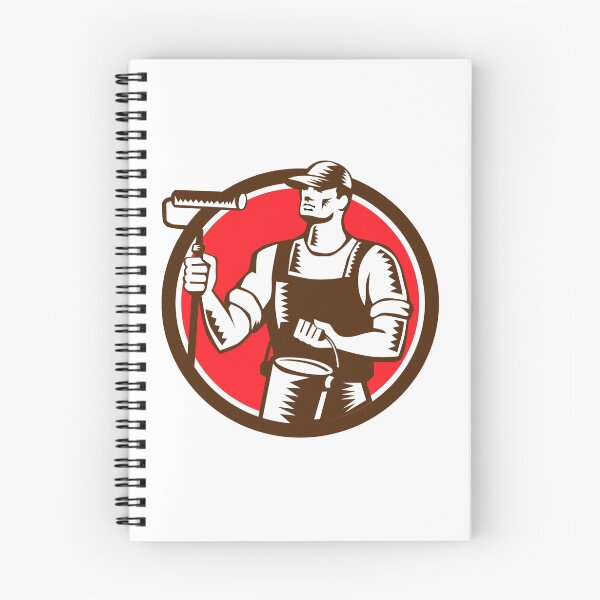 Item preview, House Painter Holding Paint Roller Circle Woodcut designed and sold by patrimonio.
