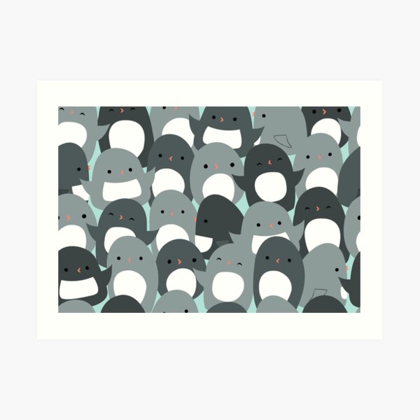 Cute Penguin Crowd Art Print