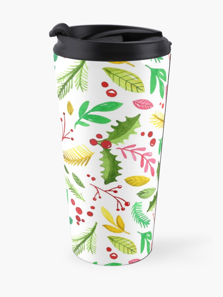 Alternate view of Watercolor Winter Botanicals Travel Mug