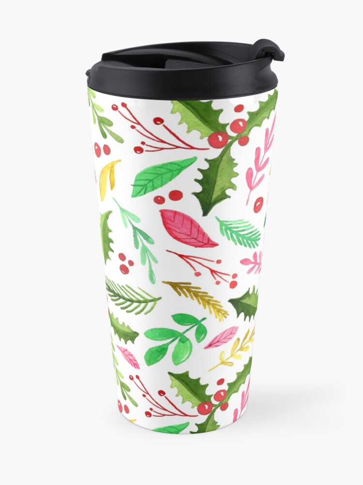 Alternate view of Watercolor Winter Botanicals Travel Mug