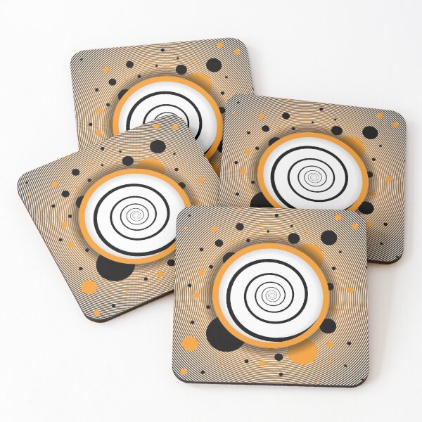 Item preview, Orange Black Circles and Rings Abstract designed and sold by Zethinova.