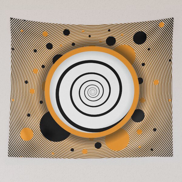 Item preview, Orange Black Circles and Rings Abstract designed and sold by Zethinova.
