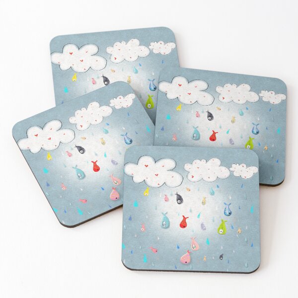 Item preview, Raining Fishes Home Decor - Clothing Clouds  - Drops Kids Drawing Decor 2018 designed and sold by rupydetequila.