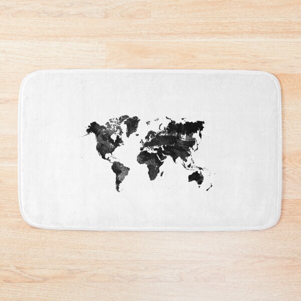 Item preview, Black watercolor world map designed and sold by adiosmillet.