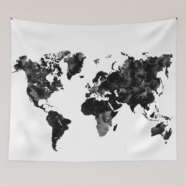 Item preview, Black watercolor world map designed and sold by adiosmillet.
