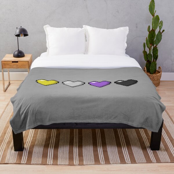 Non-Binary Pixel Hearts Throw Blanket