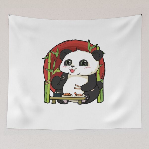 Artikelvorschau, Netter Anime Chibi Panda, der Sushi genießt entworfen und verkauft von MilesBetterProd.