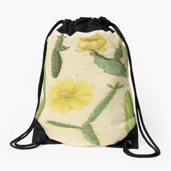 Vintage Botanical Cacti Drawstring Bag
