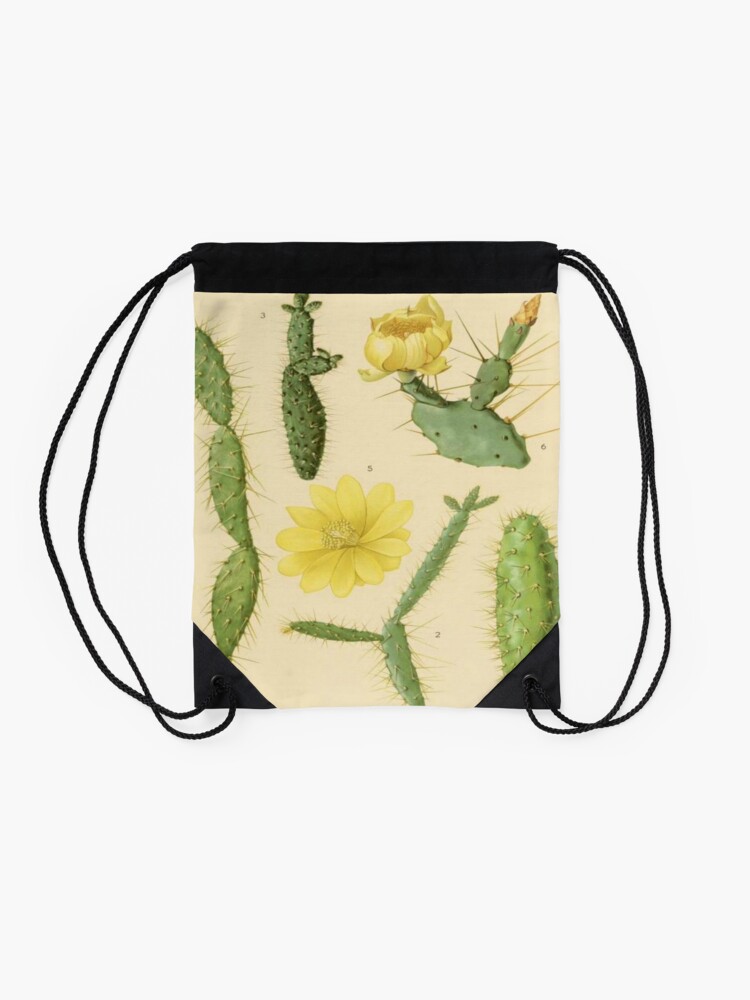 Alternate view of Vintage Botanical Cacti Drawstring Bag