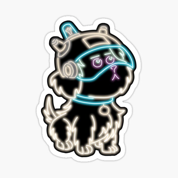 Neon Snuffles Wearing IQ Helmet Sticker