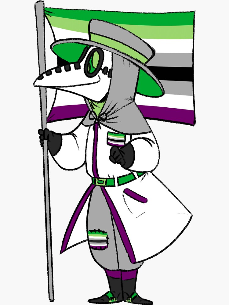 Thumbnail 3 von 3, Sticker, Aro-ace Pride Plague Doctor designt und verkauft von soodie.
