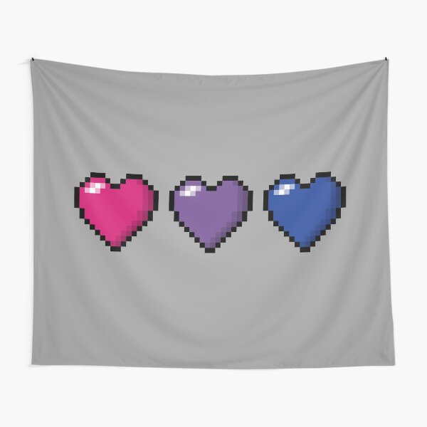 Bisexual Pixel Hearts Tapestry