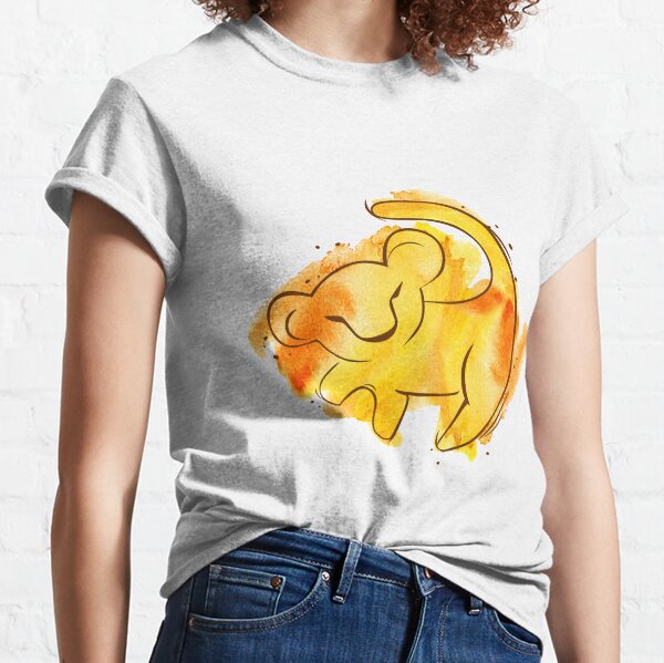 Disney Womens Juniors Yellow Lion King Simba T-Shirt Hoodie Costume Tee Top