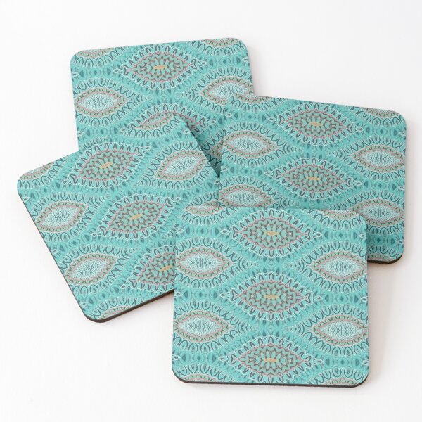Item preview, Teal Abstract Shells Vector Pattern designed and sold by patternsoup.