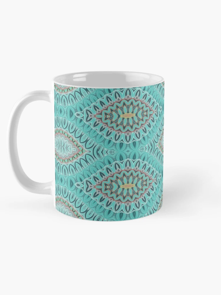 Thumbnail 5 of 6, Coffee Mug, Teal Abstract Shells Vector Pattern designed and sold by patternsoup.