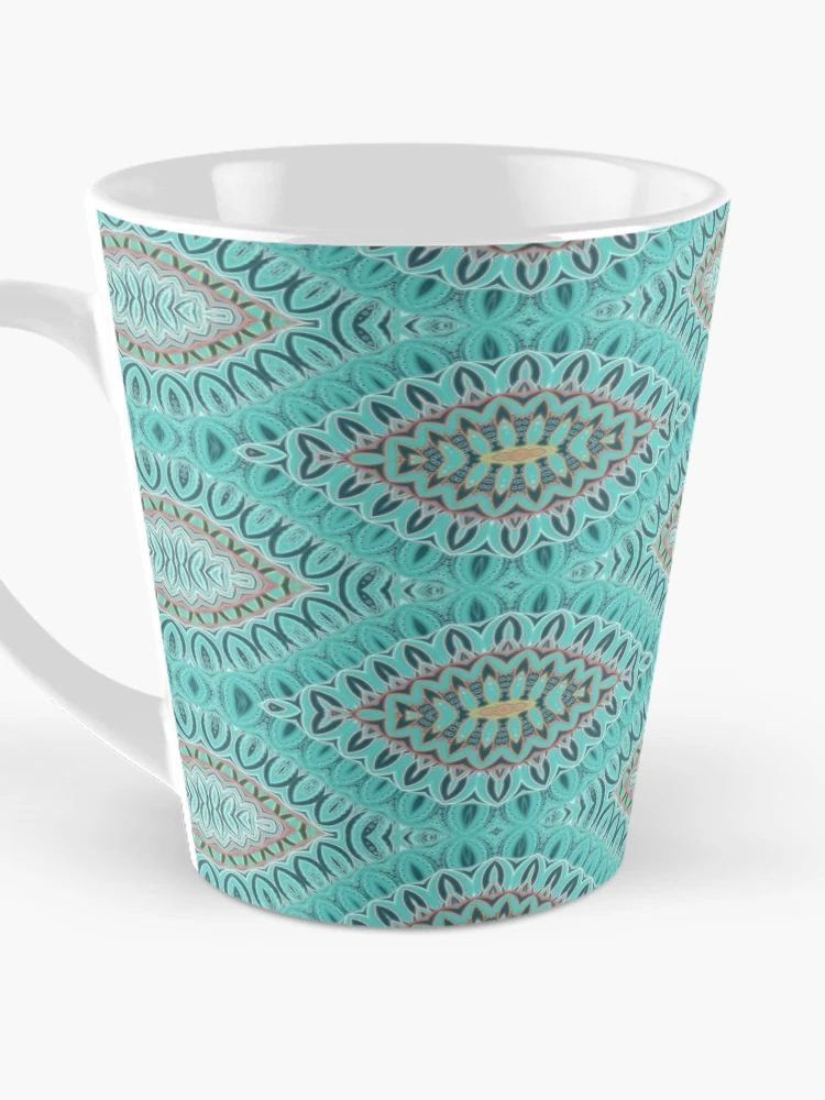 Thumbnail 3 of 4, Coffee Mug, Teal Abstract Shells Vector Pattern designed and sold by patternsoup.