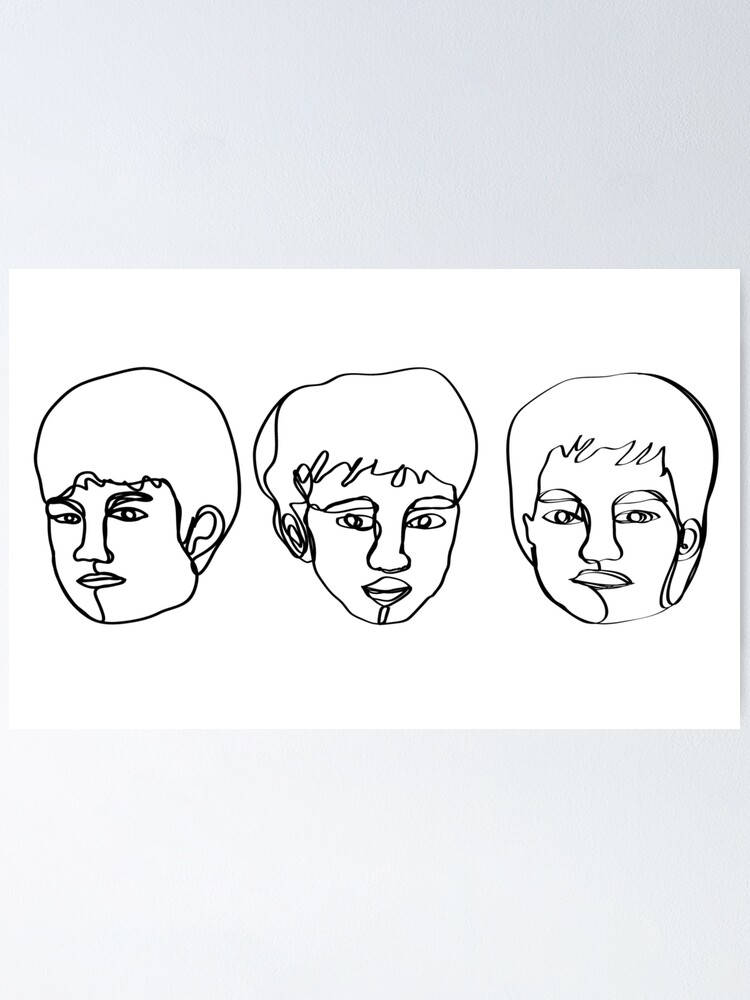 One Line Drawing Of Man Face Design Poster By Alex Redbubble