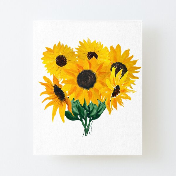 Painted sunflower bouquet Canvas Mounted Print