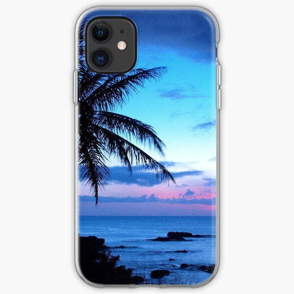 Tropical Island Pretty Pink Blue Sunset Landscape iPhone Soft Case