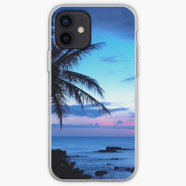 Tropical Island Pretty Pink Blue Sunset Landscape iPhone Soft Case