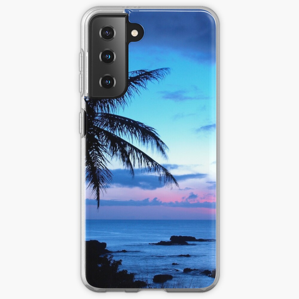 Tropical Island Pretty Pink Blue Sunset Landscape Samsung Galaxy Phone Case