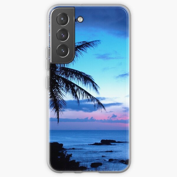 Tropical Island Pretty Pink Blue Sunset Landscape Samsung Galaxy Soft Case
