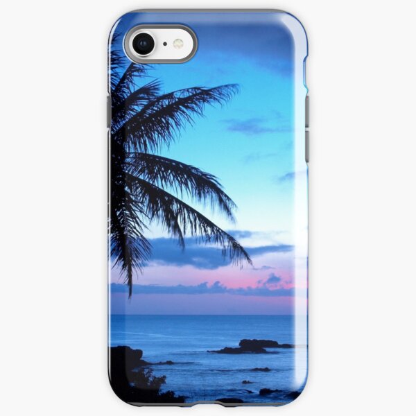 Tropical Island Pretty Pink Blue Sunset Landscape iPhone Tough Case