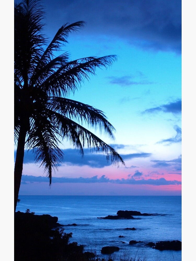 Tropical Island Pretty Pink Blue Sunset Landscape by FudgePudge