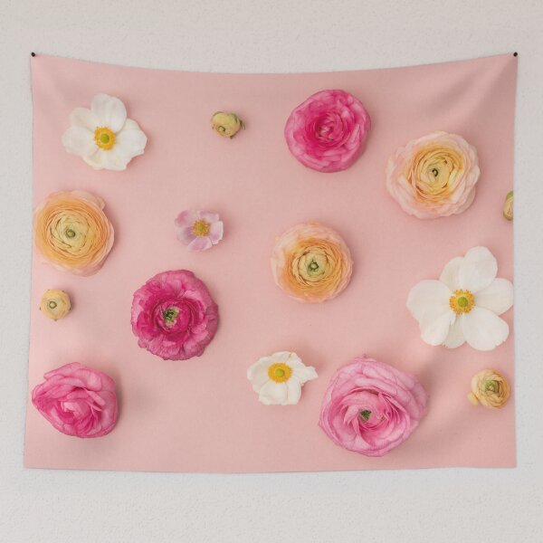 Item preview, Floral Flat Lay Background with Rununculus and Anemones designed and sold by Ilze Lucero.