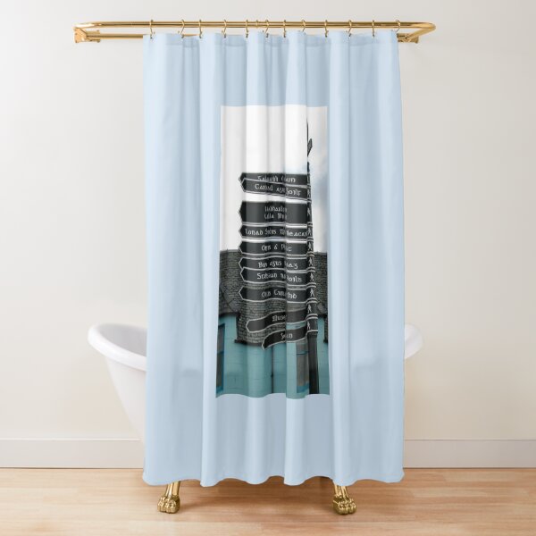 Signpost in Gaelic, Stornoway, Isle of Lewis, Scotland Shower Curtain