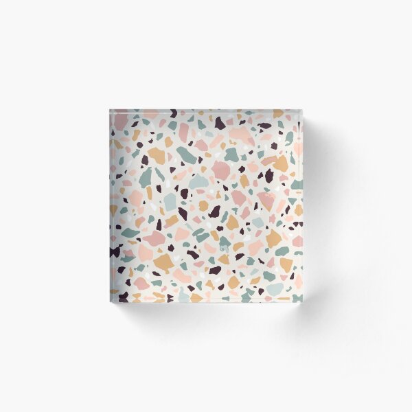 Pink Pastel Terrazzo Acrylic Block
