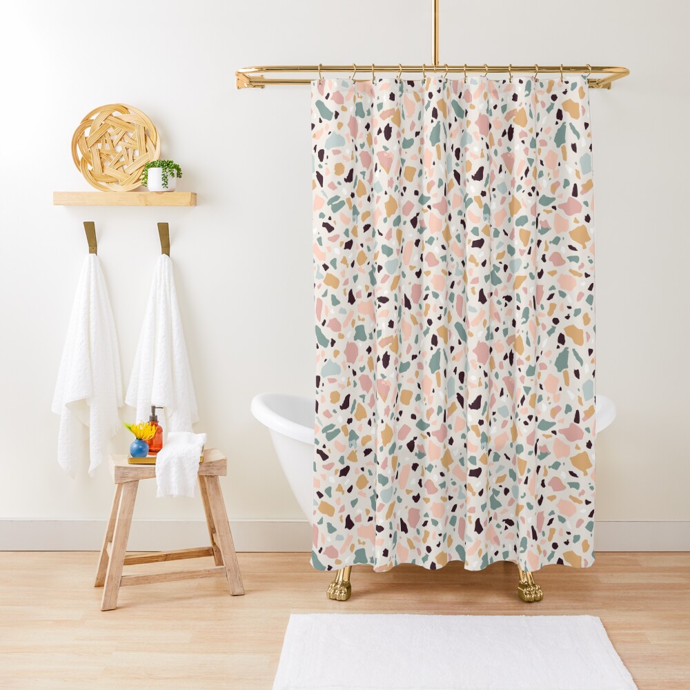 Pink Pastel Terrazzo Shower Curtain