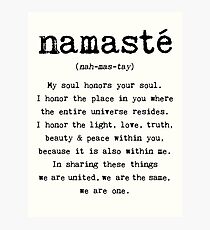 Namaste. Photographic Print