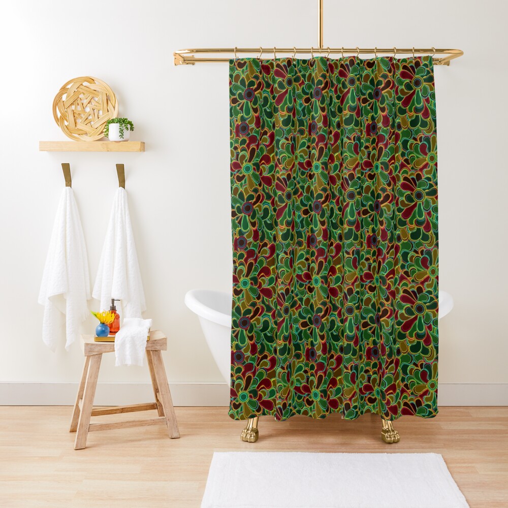 Flowers with stained glass style Shower Curtain