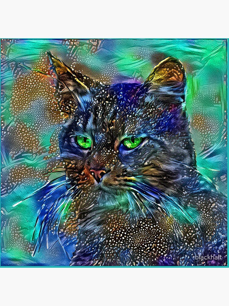 Artificial neural style Starry night wild cat by blackhalt