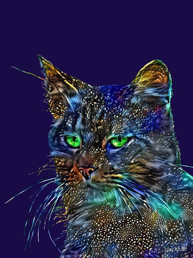Artificial neural style Starry night wild cat by blackhalt