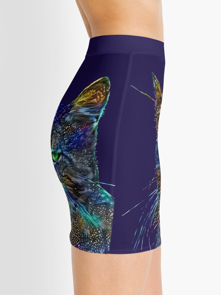 Alternate view of Artificial neural style Starry night wild cat Mini Skirt