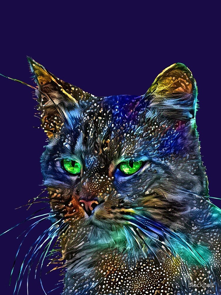 Artificial neural style Starry night wild cat by blackhalt